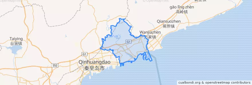 Mapa de ubicacion de 山海关区.