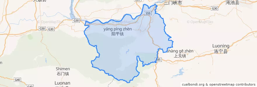 Mapa de ubicacion de Lingbao City.