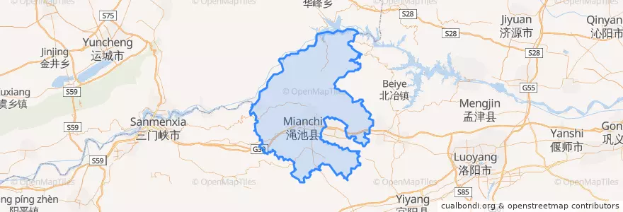 Mapa de ubicacion de 渑池县.