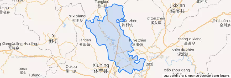 Mapa de ubicacion de 徽州区.