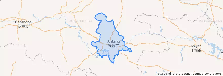 Mapa de ubicacion de 汉滨区 (Hanbin).