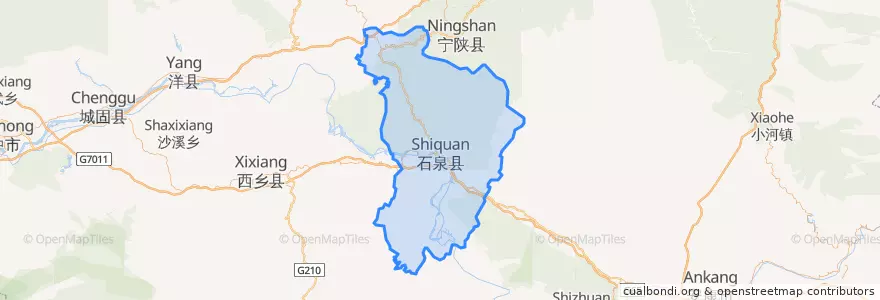 Mapa de ubicacion de Shiquan County.