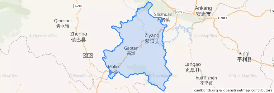 Mapa de ubicacion de 紫阳县 (Ziyang).