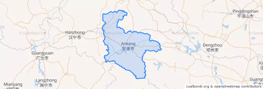Mapa de ubicacion de Ankang City.