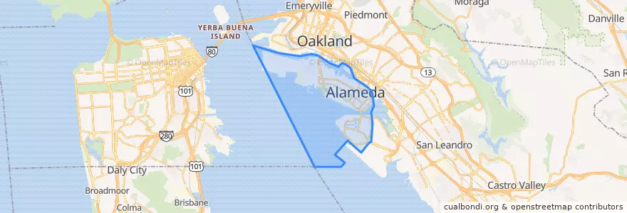 Mapa de ubicacion de Alameda.