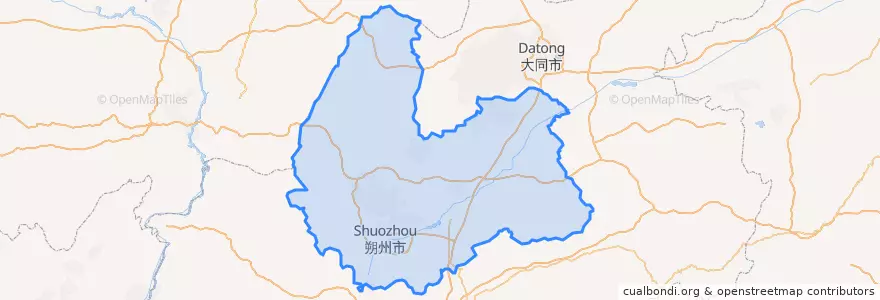 Mapa de ubicacion de 朔州市.