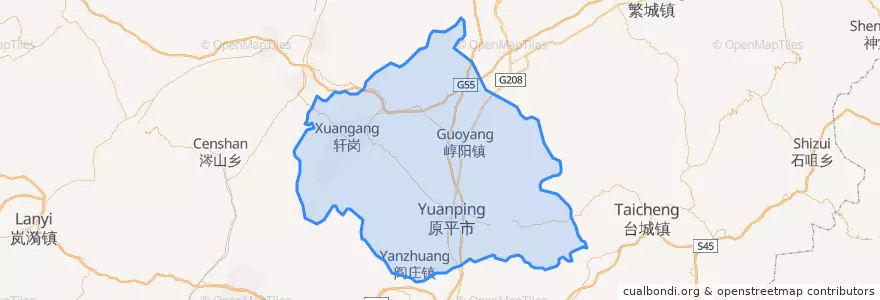 Mapa de ubicacion de Yuanping City.