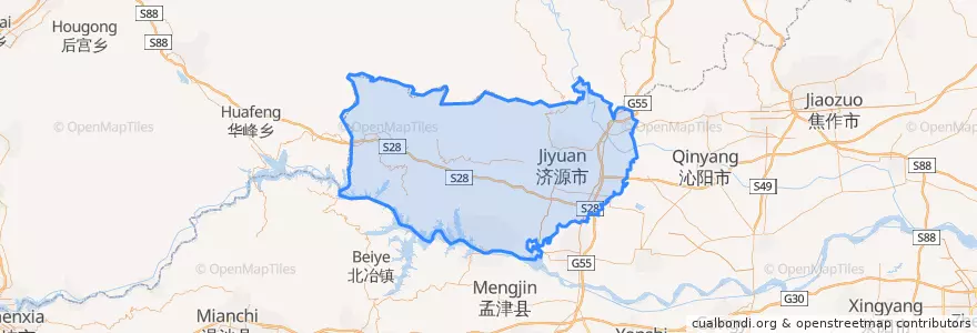 Mapa de ubicacion de Jiyuan City.