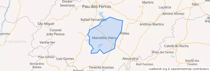 Mapa de ubicacion de Marcelino Vieira.
