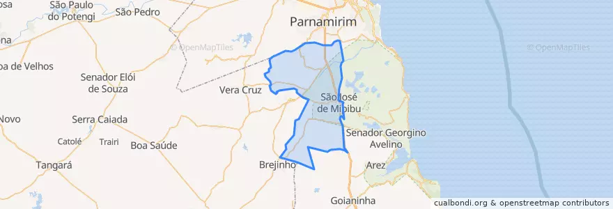 Mapa de ubicacion de São José de Mipibu.