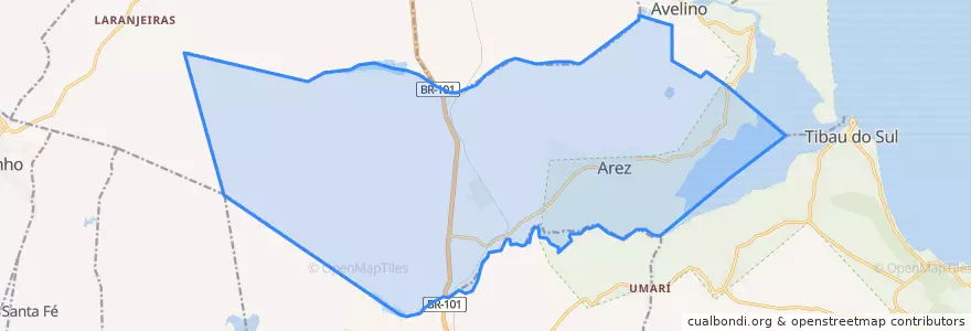 Mapa de ubicacion de Arez.