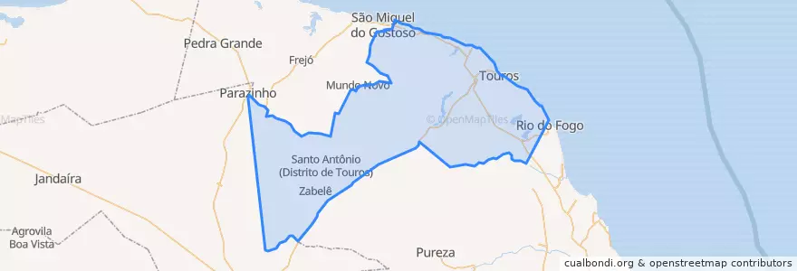Mapa de ubicacion de Touros.
