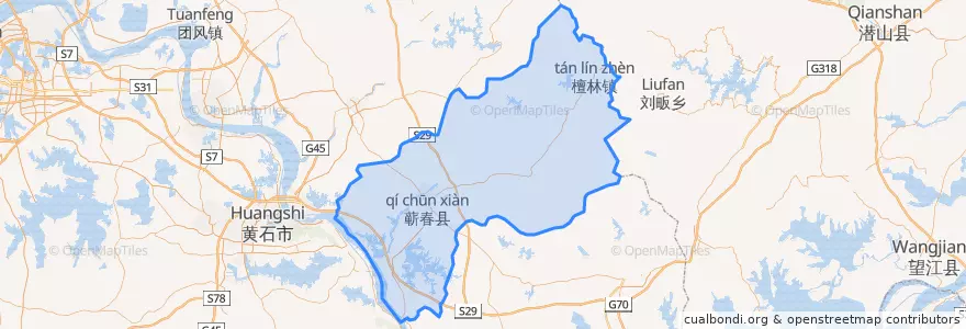 Mapa de ubicacion de Contea di Qichun.