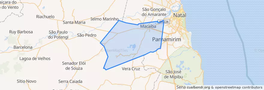 Mapa de ubicacion de Macaíba.