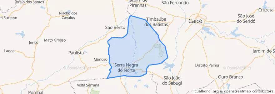 Mapa de ubicacion de Serra Negra do Norte.