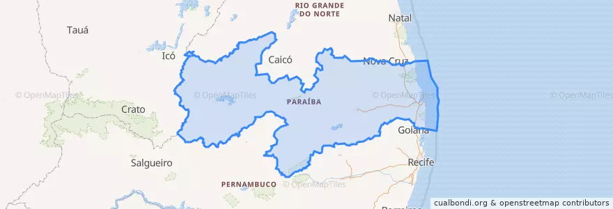 Mapa de ubicacion de Paraíba.