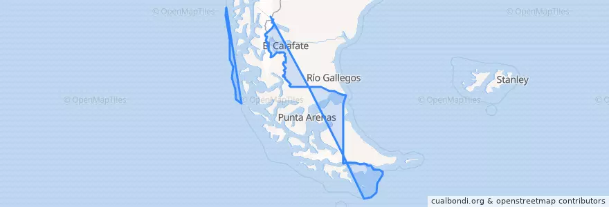 Mapa de ubicacion de Región de Magallanes y de la Antártica Chilena.