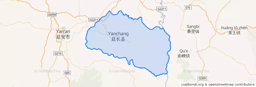 Mapa de ubicacion de 延长县 (Yanchang).
