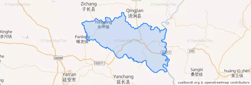 Mapa de ubicacion de 延川县 (Yanchuan).