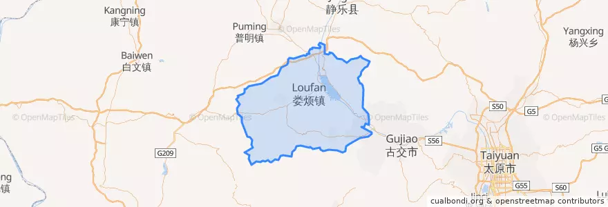 Mapa de ubicacion de 娄烦县.