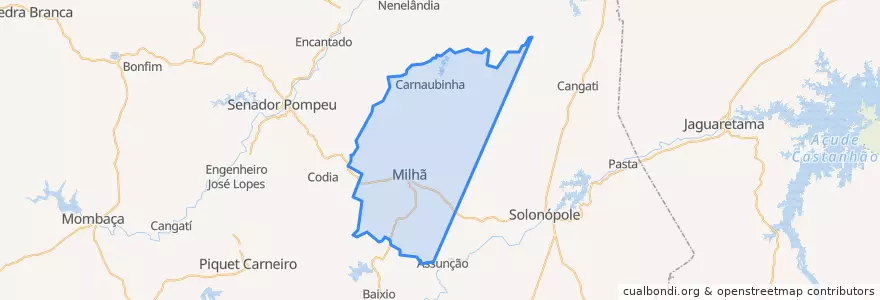 Mapa de ubicacion de Milhã.