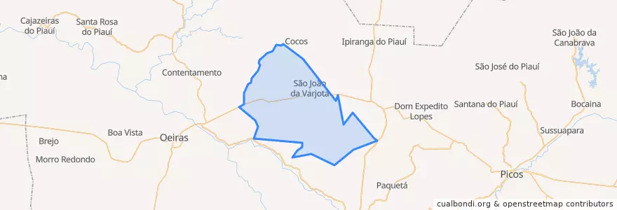 Mapa de ubicacion de São João da Varjota.
