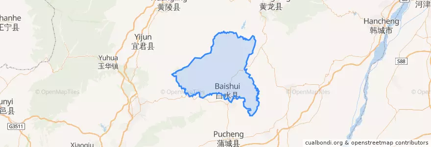 Mapa de ubicacion de 白水县 (Baishui).
