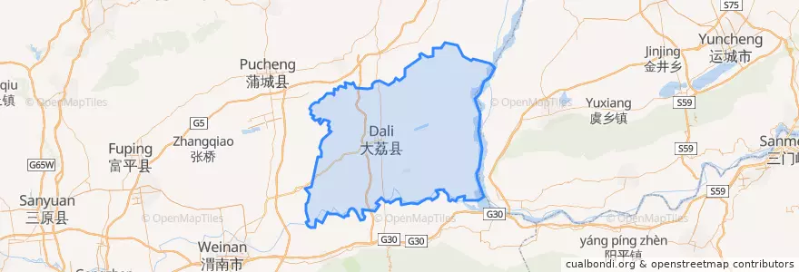 Mapa de ubicacion de Dali County.