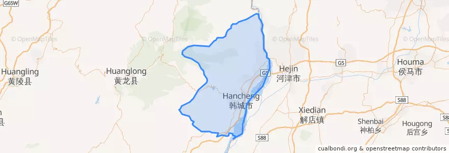 Mapa de ubicacion de 韩城市.