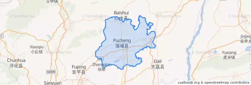 Mapa de ubicacion de 蒲城县 (Pucheng).