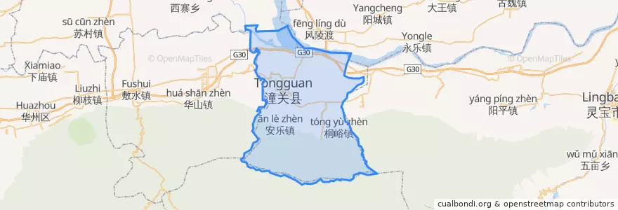 Mapa de ubicacion de Tongguan County.
