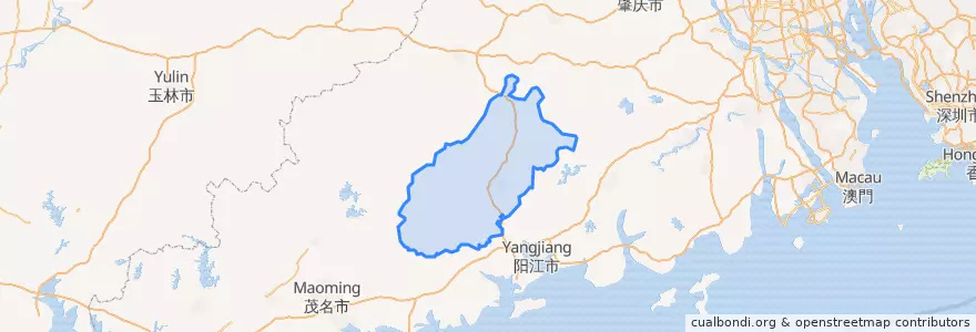 Mapa de ubicacion de 阳春市 (Yangchun).