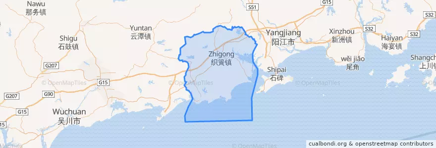 Mapa de ubicacion de 阳西县 (Yangxi).