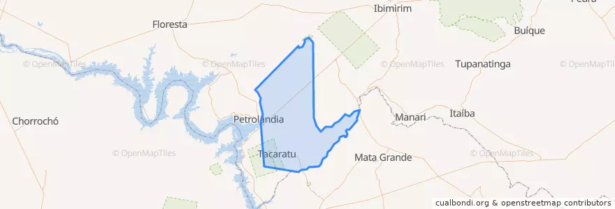 Mapa de ubicacion de Tacaratu.