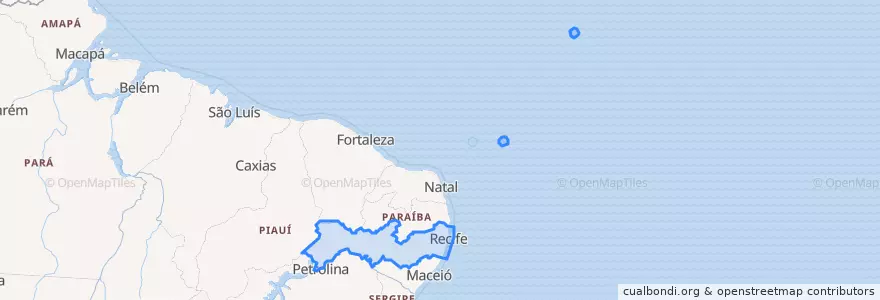 Mapa de ubicacion de Пернамбуку.