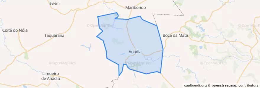 Mapa de ubicacion de Anadia.