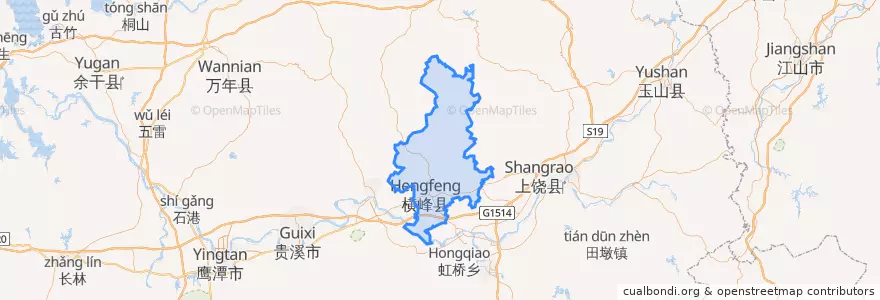 Mapa de ubicacion de 横峰县 (Hengfeng).