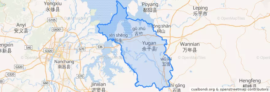 Mapa de ubicacion de 余干县 (Yugan).