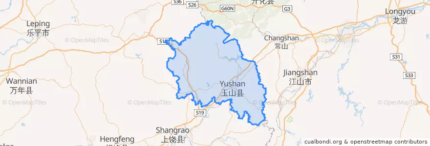 Mapa de ubicacion de 玉山县 (Yushan).