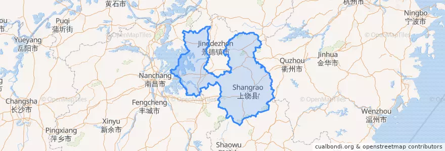 Mapa de ubicacion de Shangrao.