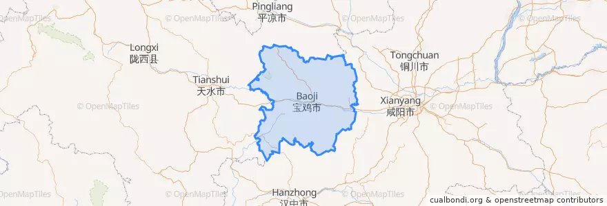 Mapa de ubicacion de 宝鸡市.