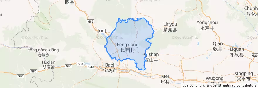Mapa de ubicacion de 凤翔县 (Fengxiang).