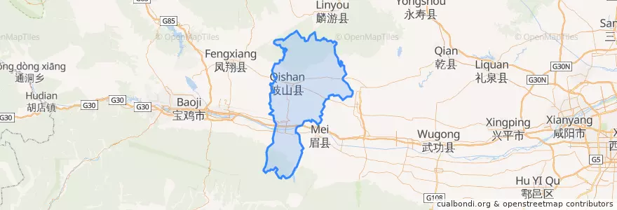 Mapa de ubicacion de Qishan County.