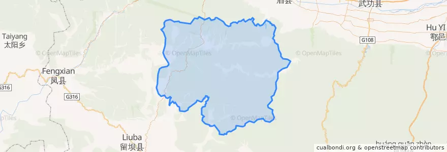 Mapa de ubicacion de 太白县 (Taibai).