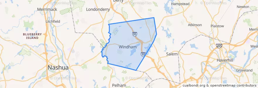 Mapa de ubicacion de Windham.