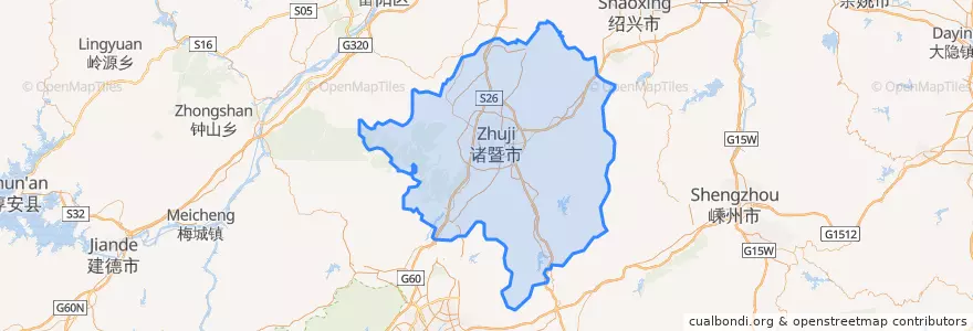 Mapa de ubicacion de 诸暨市 (Zhuji).