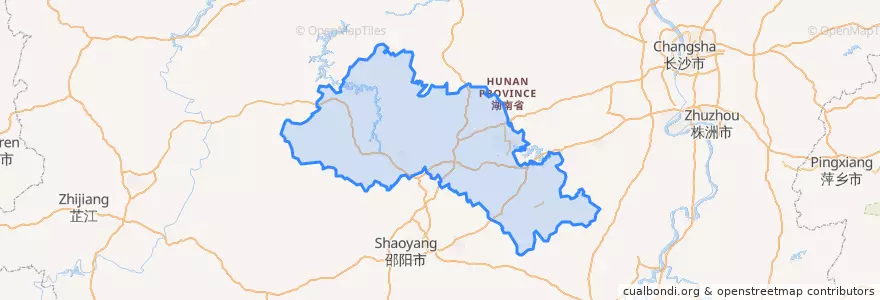 Mapa de ubicacion de 娄底市.