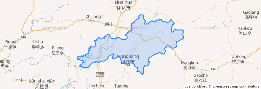 Mapa de ubicacion de Hongjiang City.