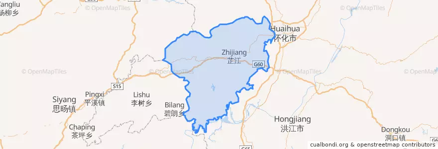 Mapa de ubicacion de Zhijiang Dong Autonomous County.