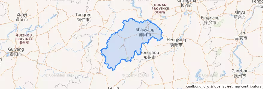Mapa de ubicacion de Shaoyang City.